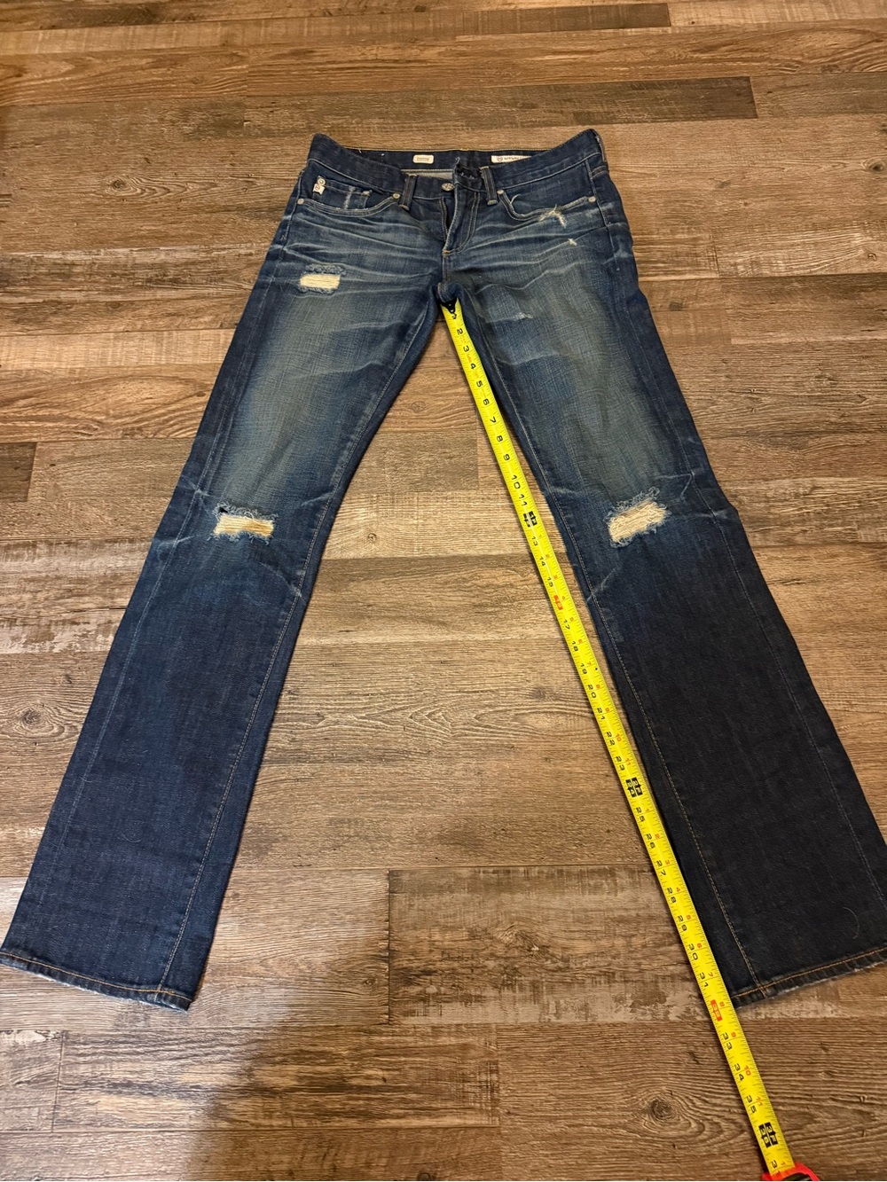AG Adriano Goldschmied Distressed Dark Blue Jeans